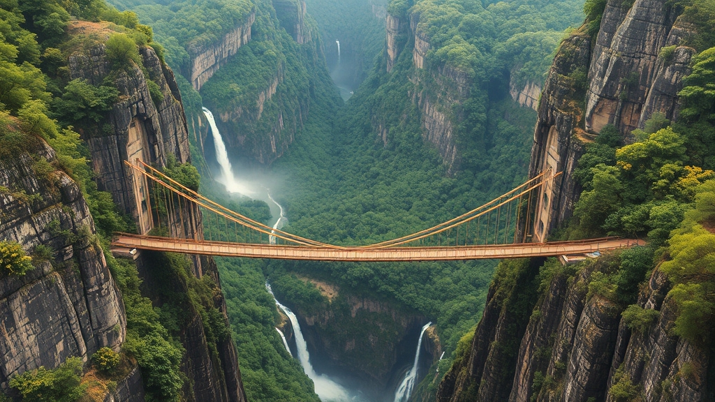 우두산 Y자형 출렁다리 상세 정보 (realistic 스타일)