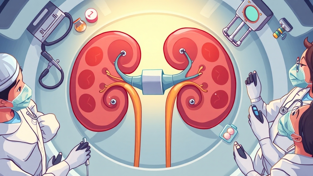 신장암 병기별 진행과 치료 방법 (cartoon 스타일)