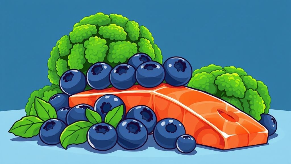 눈 건강에 좋은 음식 3가지 (cartoon 스타일)