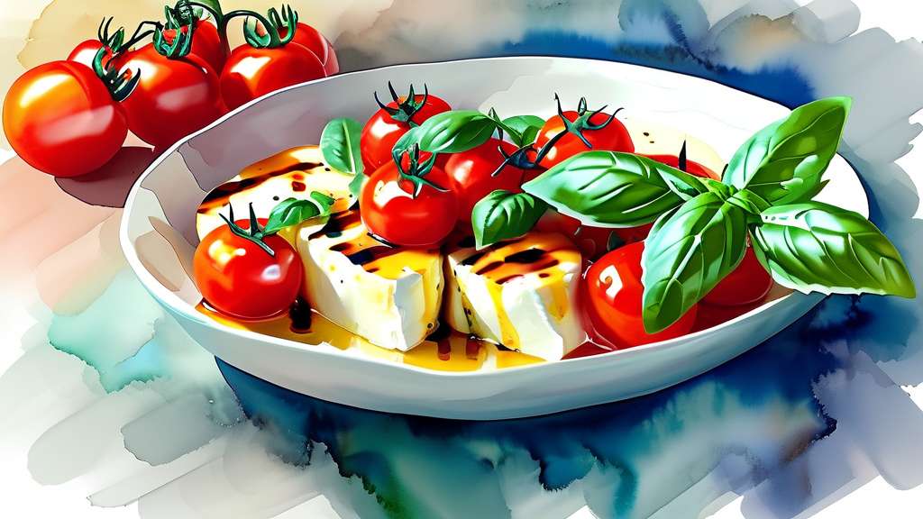 간단하게 즐기는 토마토 샐러드 (watercolor 스타일)