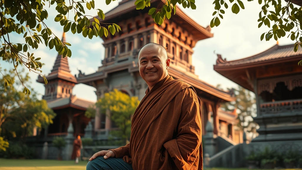 스님과의 상호작용에 따른 꿈 해몽 (realistic 스타일)