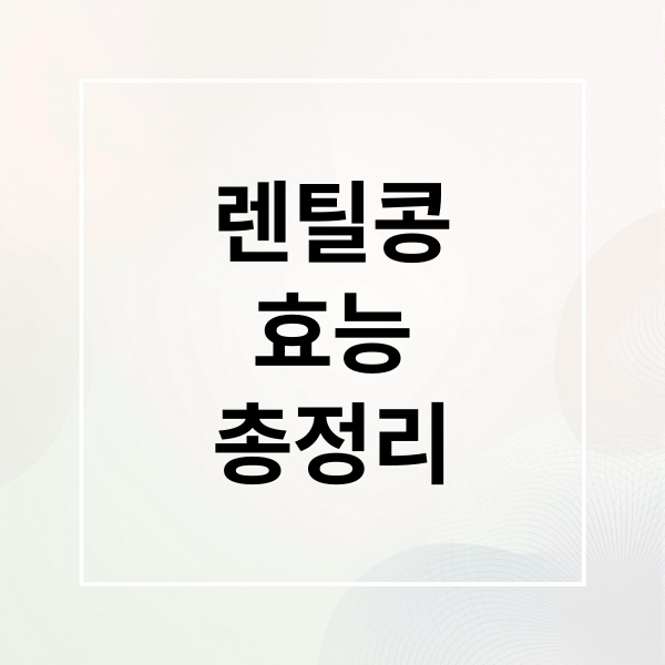 렌틸콩 효능 총정리