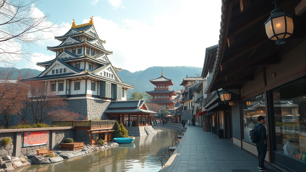 마쓰야마 핵심 명소 탐방: 역사와 온천의 조화 (realistic 스타일)