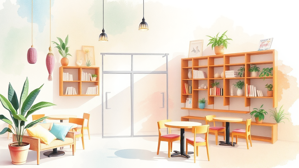 커뮤니티 시설 및 서비스 (watercolor 스타일)