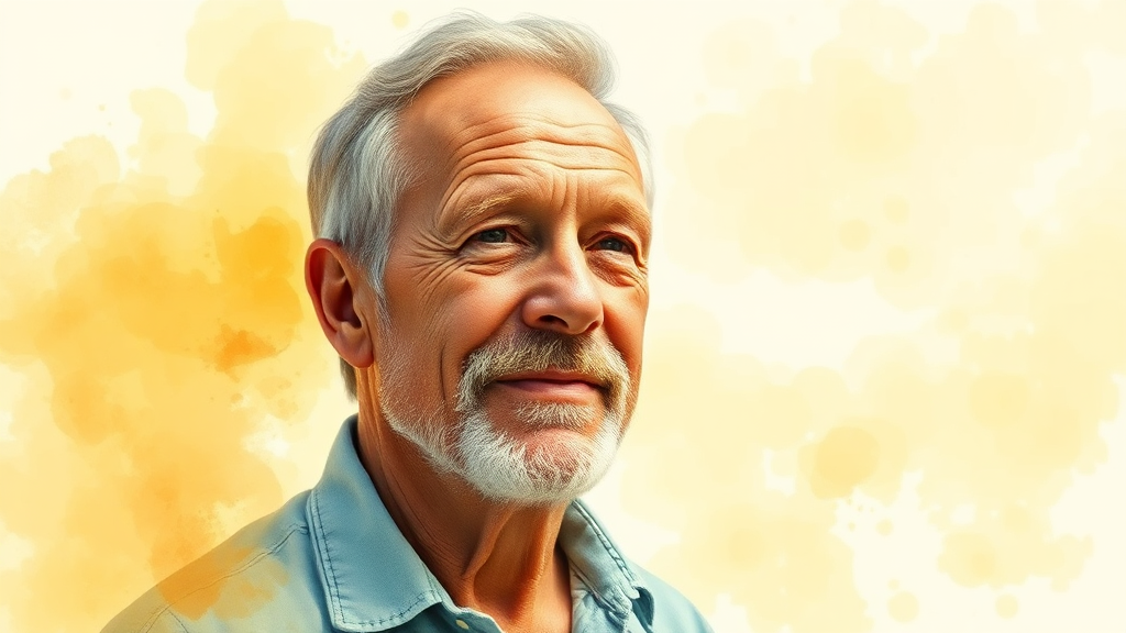 남성 갱년기 극복 및 관리 (watercolor 스타일)