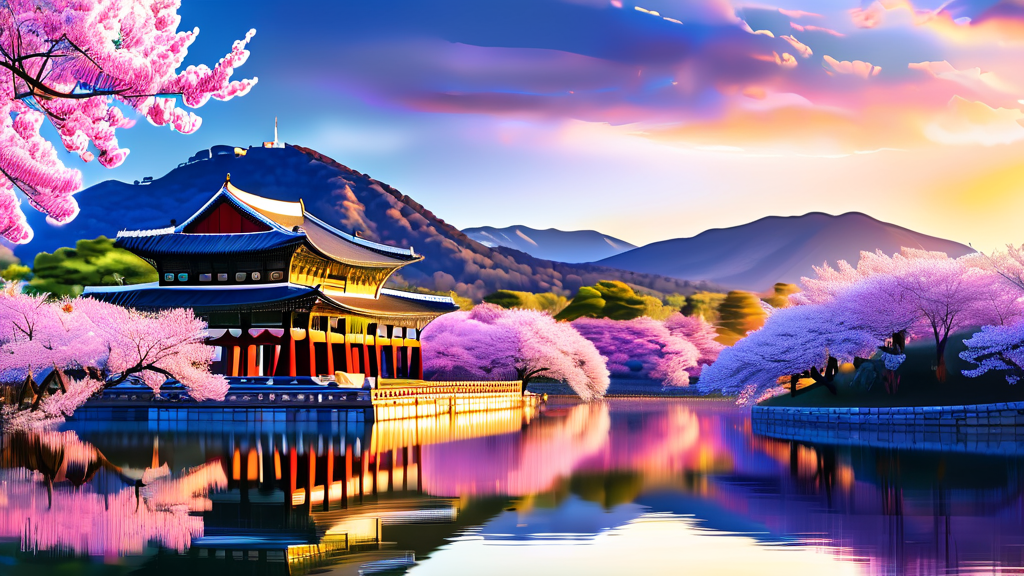 창덕궁: 고즈넉한 봄 데이트 (realistic 스타일)