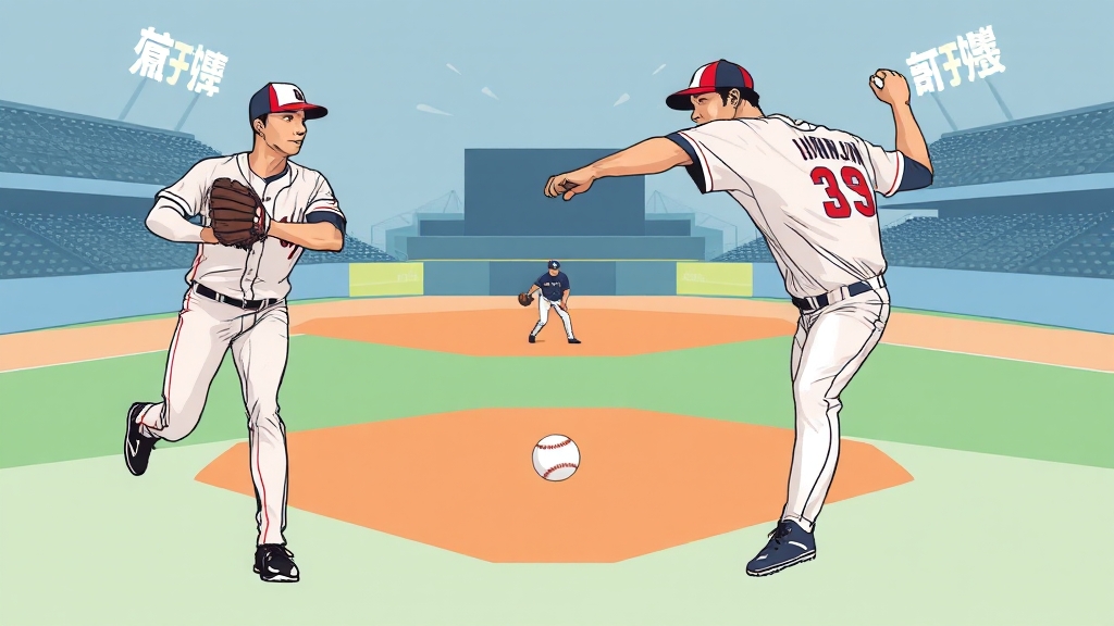 류현진 vs 상대 투수 분석 (illustration 스타일)