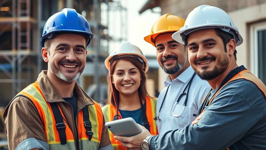 건설근로자를 위한 다양한 복지 제도 (realistic 스타일)