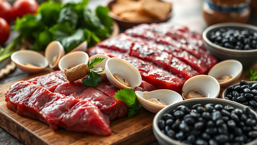 철분 듬뿍! 맛있는 음식 추천 (realistic 스타일)