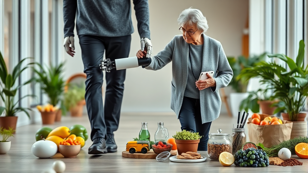 일상 속 의료기기와 보조기: 건강하고 안전한 노년 생활 지원 (realistic 스타일)