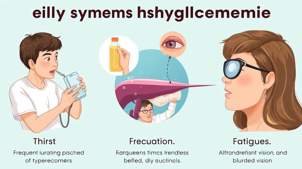 고혈당의 다양한 증상: 놓치기 쉬운 초기 신호부터 응급 상황까지 (realistic 스타일)
