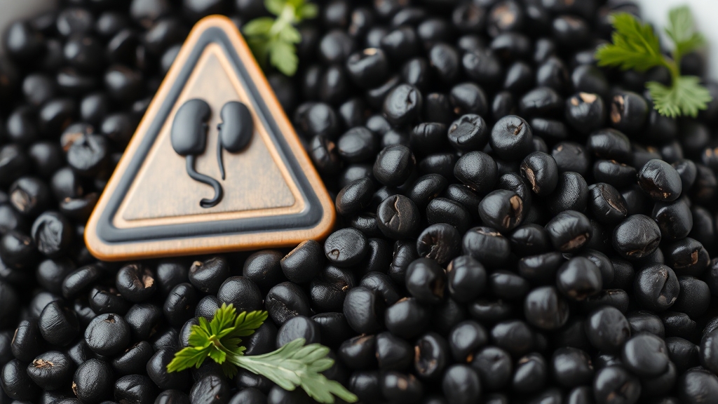 블랙렌틸콩 섭취 시 주의사항 (realistic 스타일)
