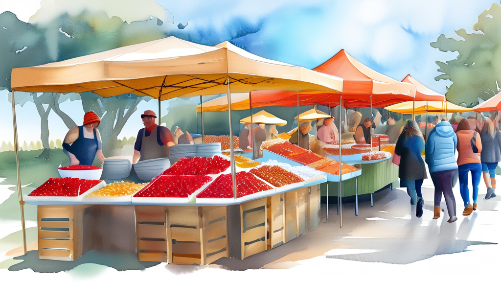 축제 속 숨겨진 보석: 논산 지역 특산물과 향토 음식 (watercolor 스타일)