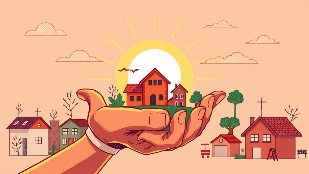 취약계층을 위한 든든한 생계, 주거, 의료 지원 (illustration 스타일)