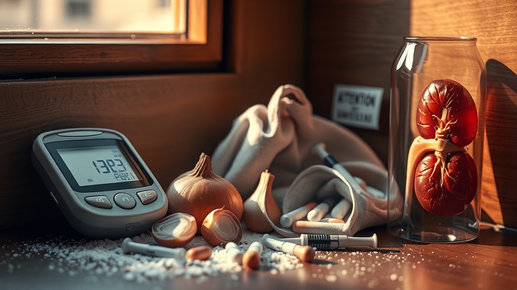 양파 섭취 시 주의사항 (realistic 스타일)