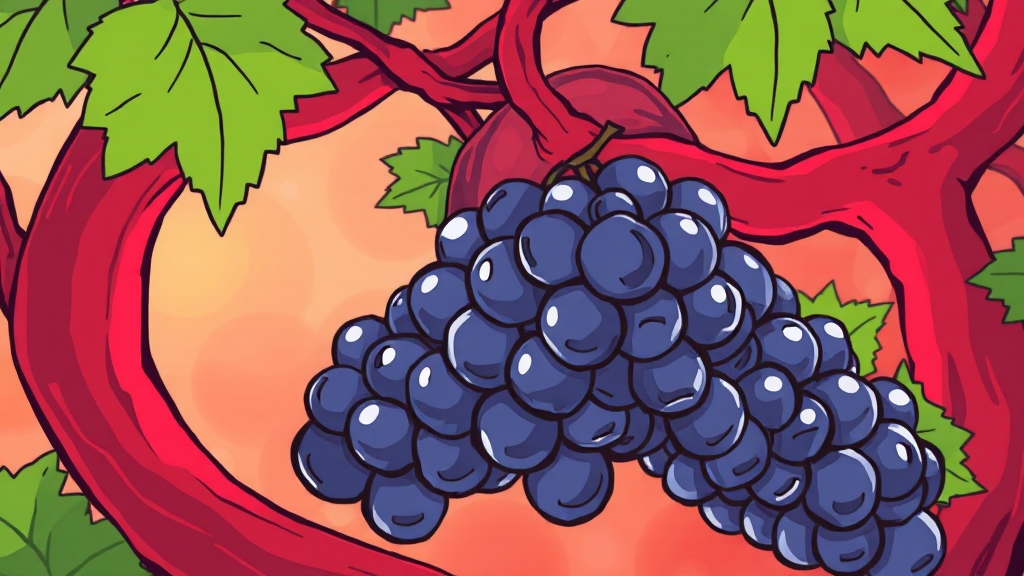 포도, 심혈관 건강 지킴이 (cartoon 스타일)