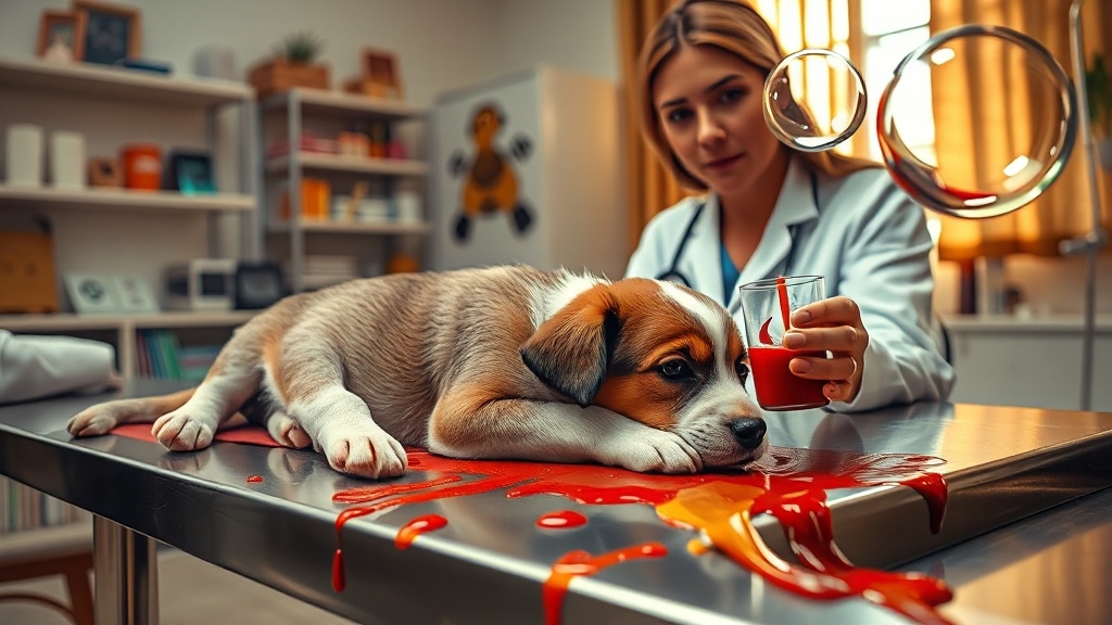 구토 색깔별 건강 상태 (realistic 스타일)