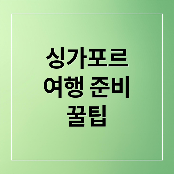 싱가포르
여행 준비
꿀팁 (싱가포르 여행)
