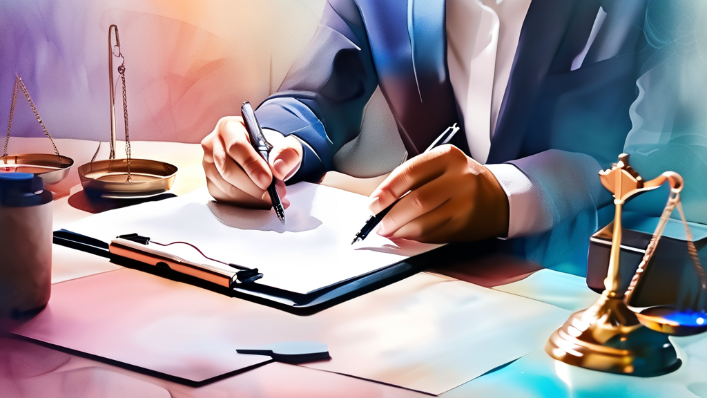 손해배상청구, 변호사의 역할과 선임의 중요성 (watercolor 스타일)