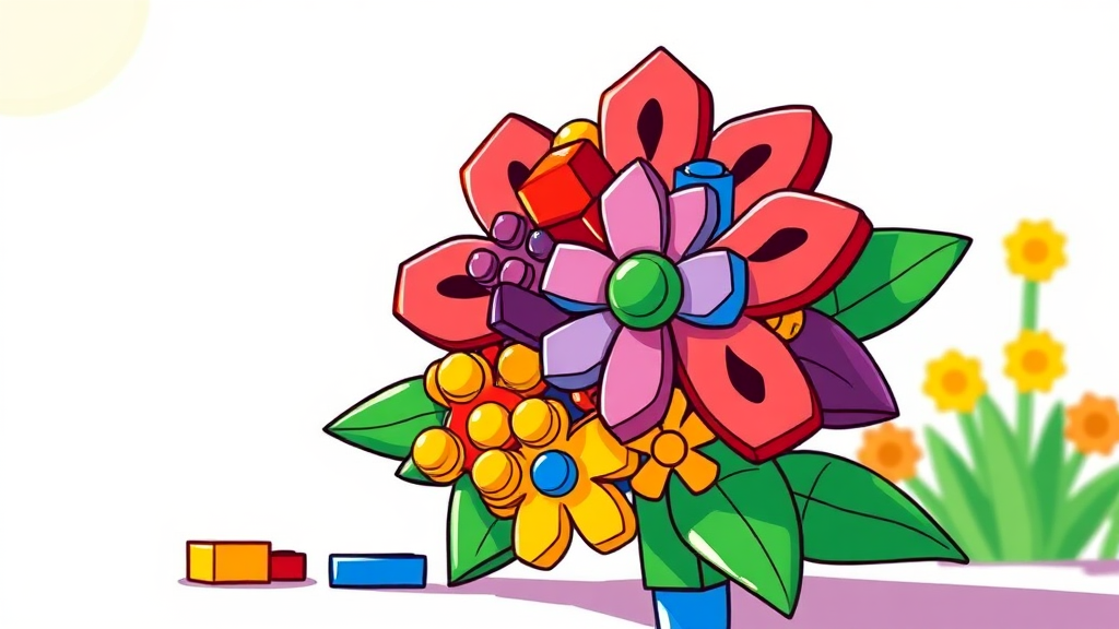 레고 꽃다발 조립 가이드 (cartoon 스타일)