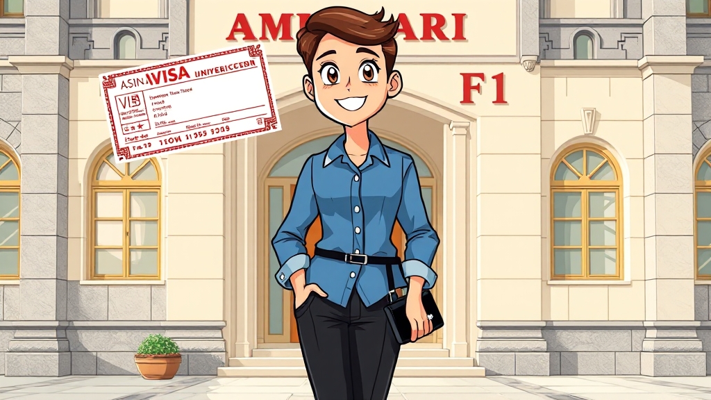 F1 비자 인터뷰 성공 팁 (cartoon 스타일)