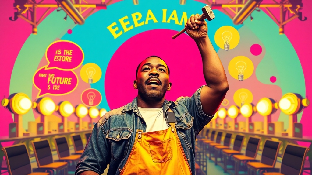 중장년을 위한 직업 교육 (popart 스타일)