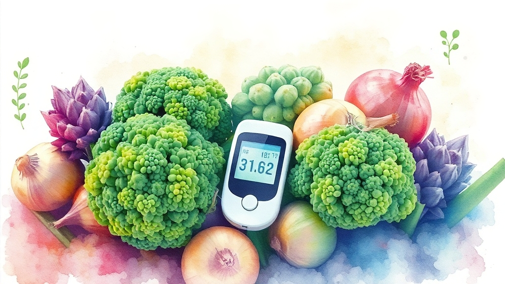 혈당 관리에 좋은 음식: 채소류 (watercolor 스타일)