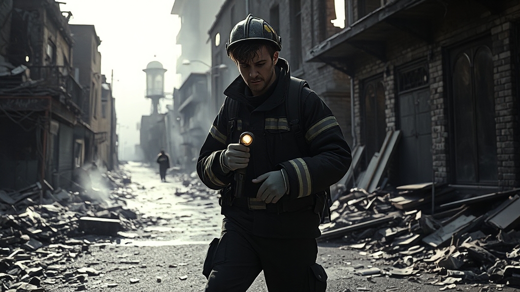 이태원 참사, 30대 소방대원의 고통 (realistic 스타일)