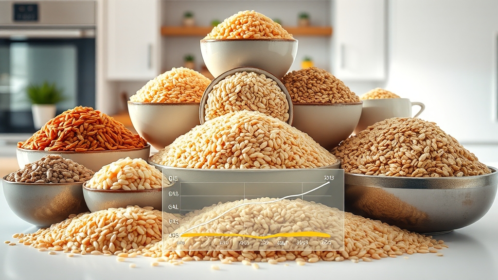 당뇨 쌀 종류별 비교 (realistic 스타일)