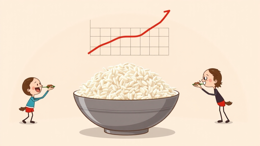 일반 쌀 vs 당뇨 쌀, GI/GL 비교 (cartoon 스타일)