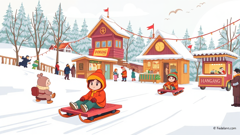신나는 한강 눈썰매장 (illustration 스타일)