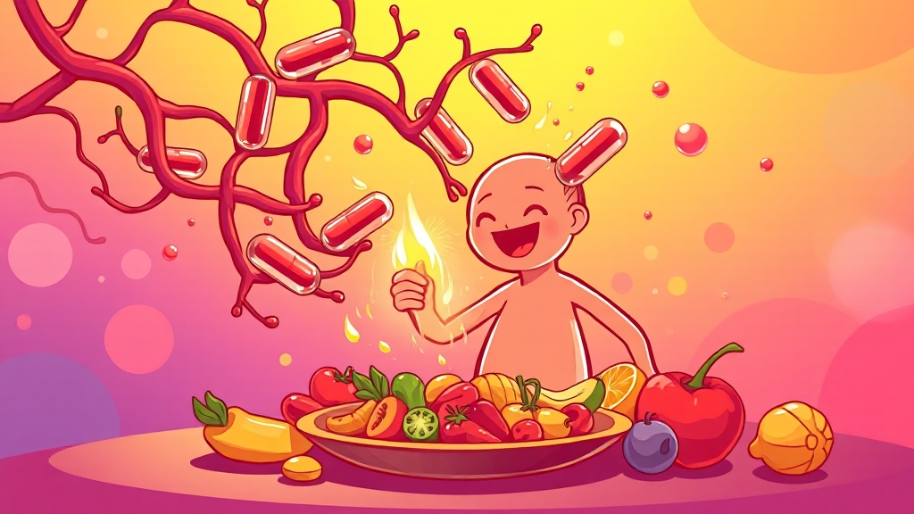 오메가3와 함께 섭취하면 좋은 영양소 (cartoon 스타일)