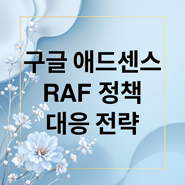구글 애드센스
RAF 정책
대응 전략 (구글 애드센스 신규 RAF 정책)