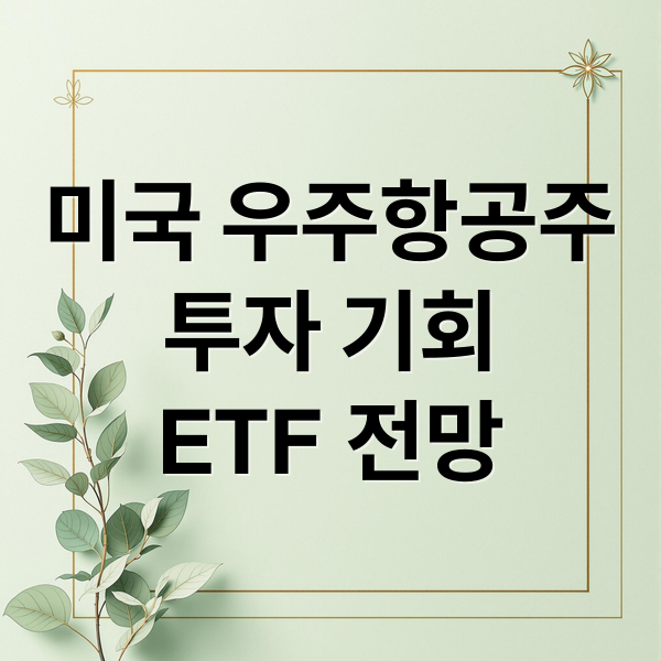 미국 우주항공주
투자 기회
ETF 전망 (미국 우주항공 관련주)