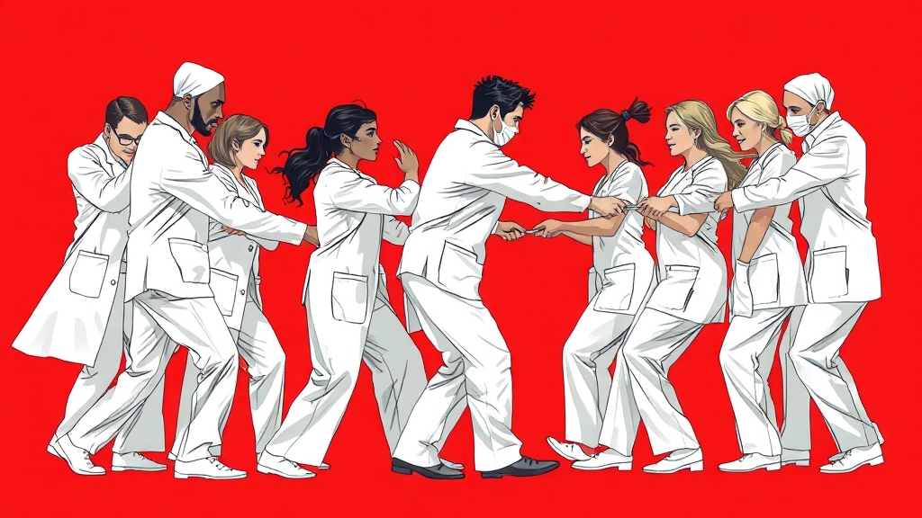 간호법, 쟁점과 이해관계자 입장 정리 (illustration 스타일)