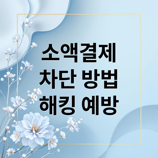 소액결제
차단 방법
해킹 예방 (휴대폰 소액결제 차단 방법)