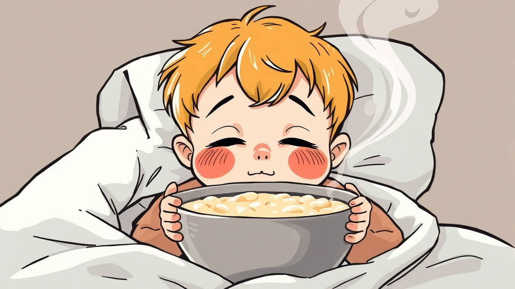 독감 회복, 음식 선택이 중요! (illustration 스타일)