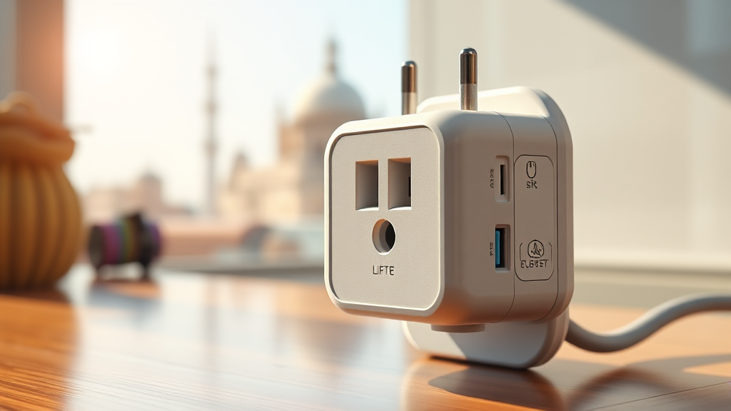 여행용 어댑터: 종류 및 선택 가이드 (realistic 스타일)