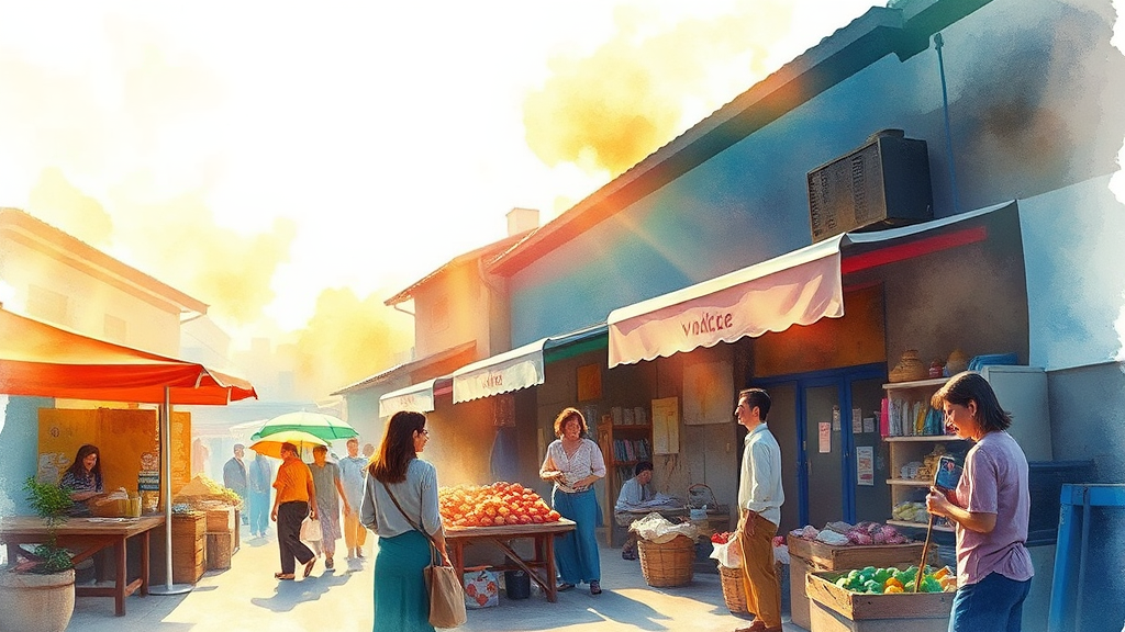 소상공인 지원 정책의 전반적인 방향 (watercolor 스타일)