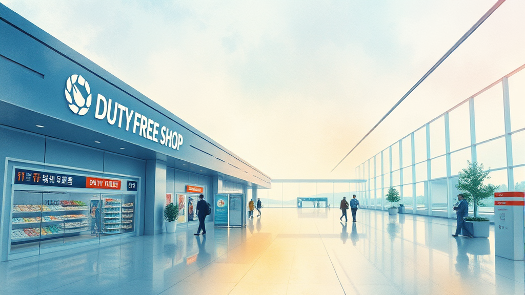 변화하는 면세 시장, 인천공항의 미래 전망 (watercolor 스타일)