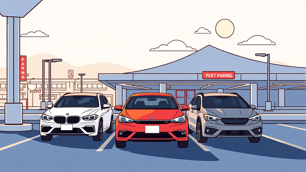 인천공항 주차 옵션 비교: 다자녀 할인 vs. 사설 주차 (illustration 스타일)