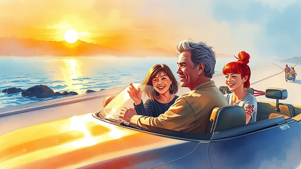 태안 해안도로 드라이브 (watercolor 스타일)