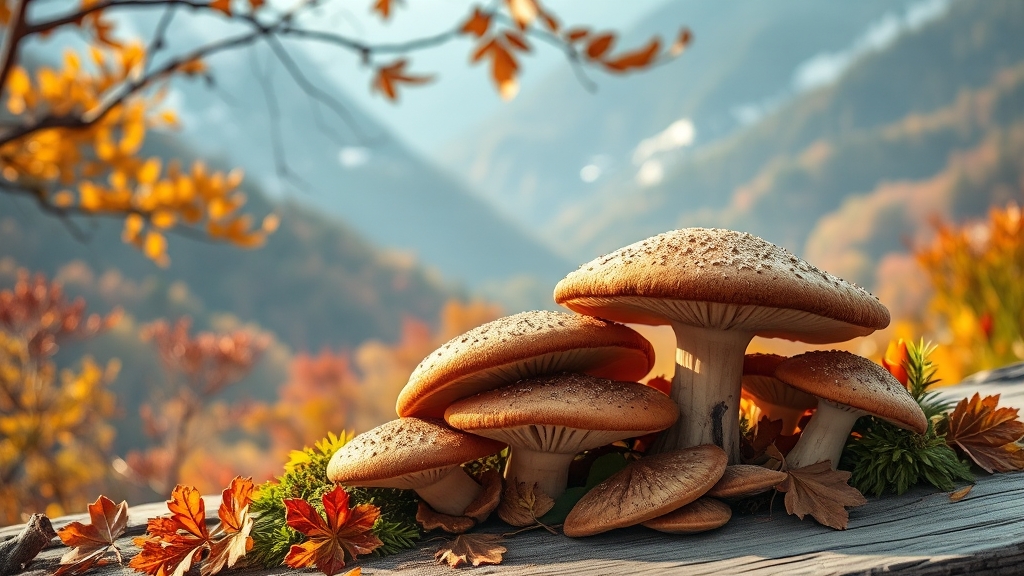 능이버섯, 주요 효능은? (realistic 스타일)