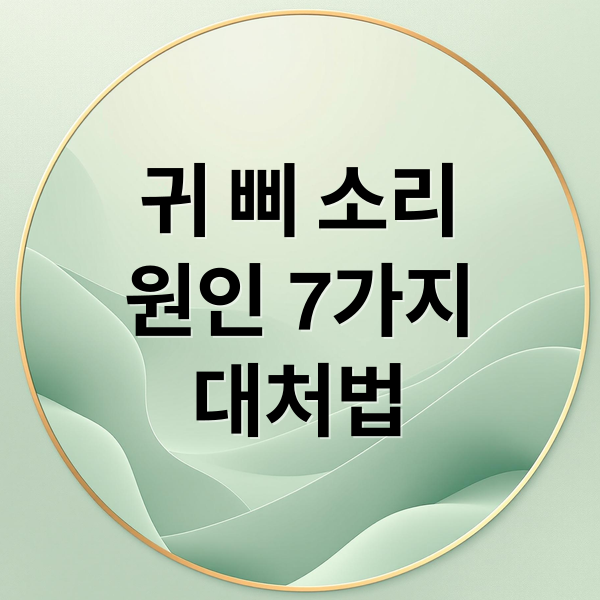귀 삐 소리
원인 7가지
대처법 (귀 삐소리 이유 7가지)