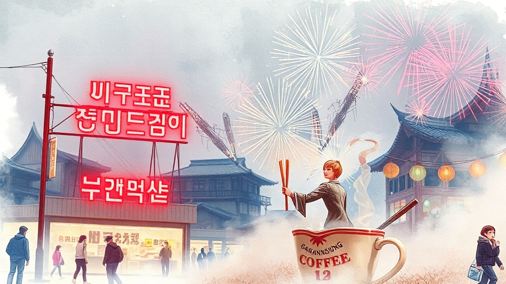 주변 맛집 추천 (watercolor 스타일)