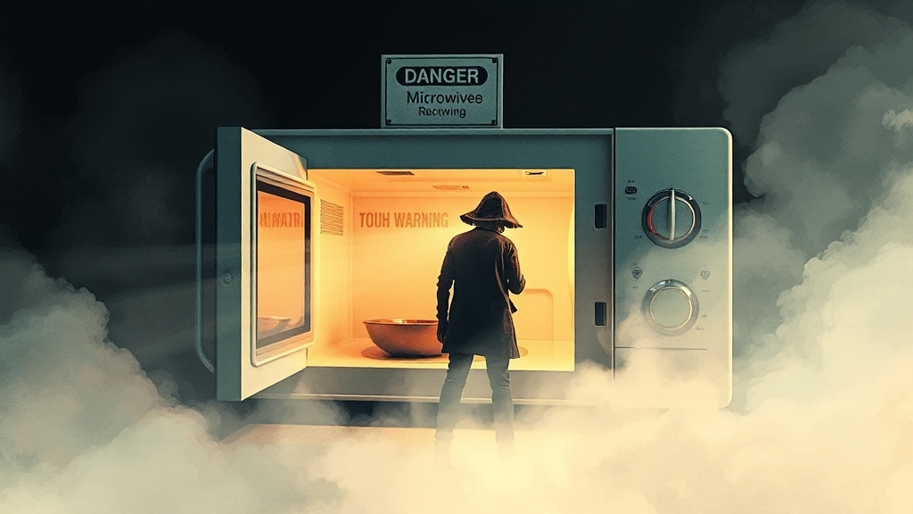 전자레인지 전자파 위험성 (watercolor 스타일)