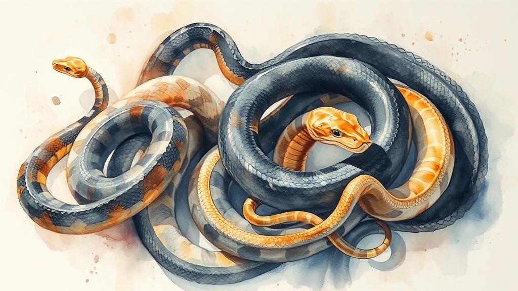 뱀 종류와 크기에 따른 해몽 (watercolor 스타일)