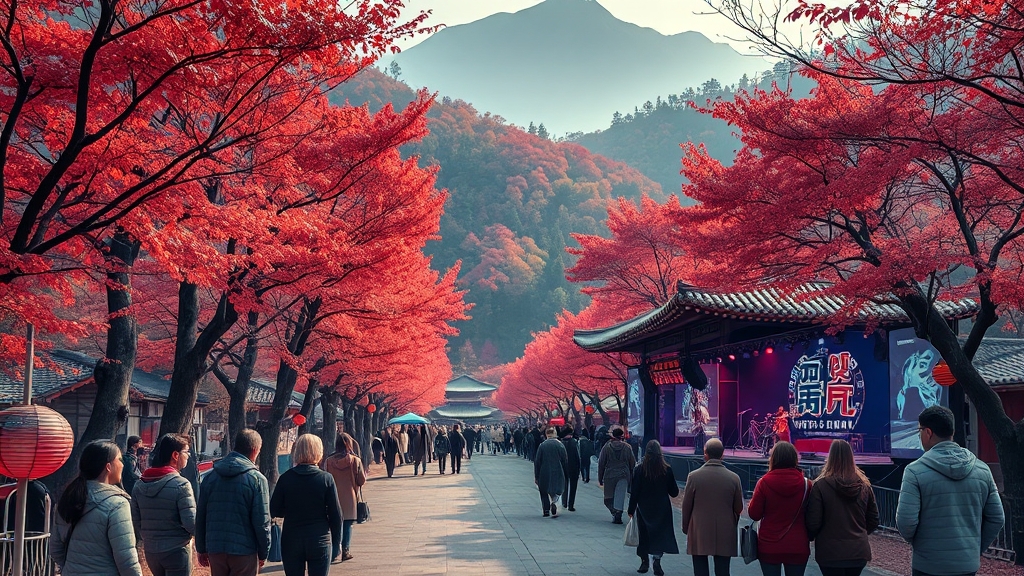 팔공산 단풍 축제 정보 (realistic 스타일)