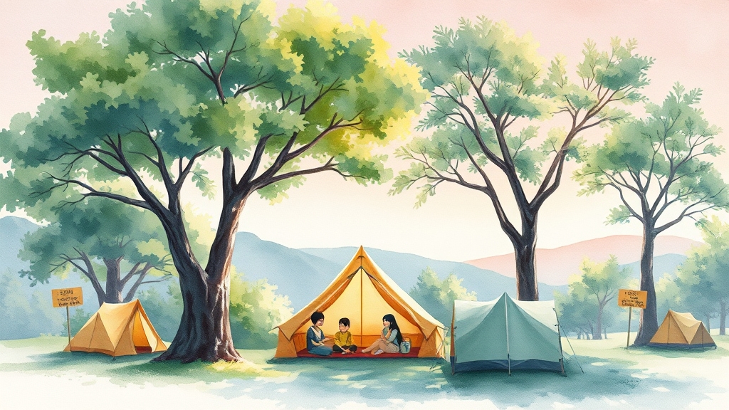 캠핑장 예약 꿀팁 & 이용 안내 (watercolor 스타일)