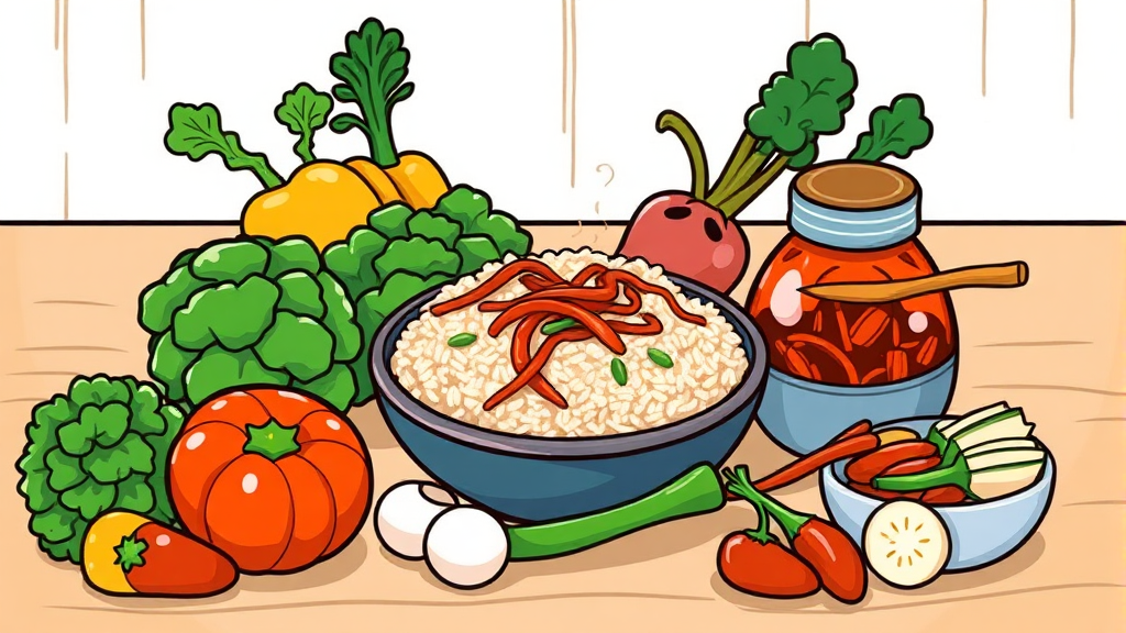 장 건강에 좋은 식습관 (cartoon 스타일)